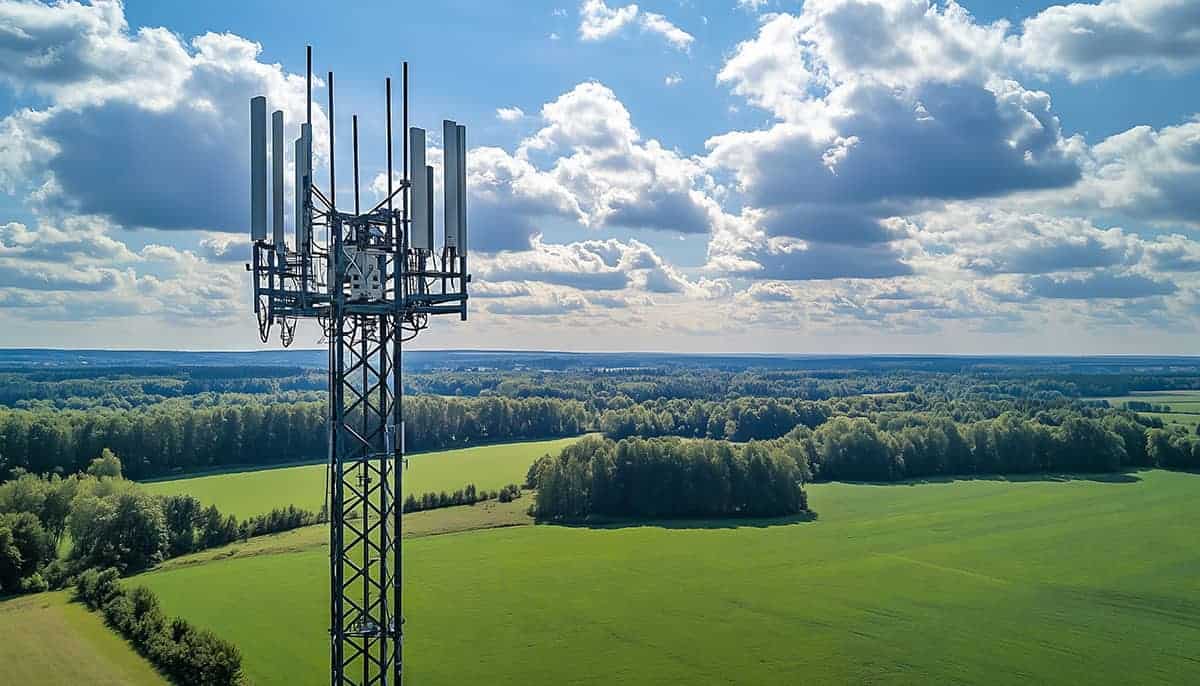 Mobilfunkmast Auf Grünem Feld